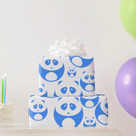 Papier Cadeau Kawaii Panda Baby Motif bleu et blanc