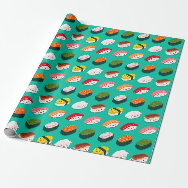 Papier Cadeau Kawaii Sushi (Déroulé)