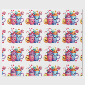 Papier Cadeau Kawaii Sweets & Coffee Cups Cute  Wrapping paper