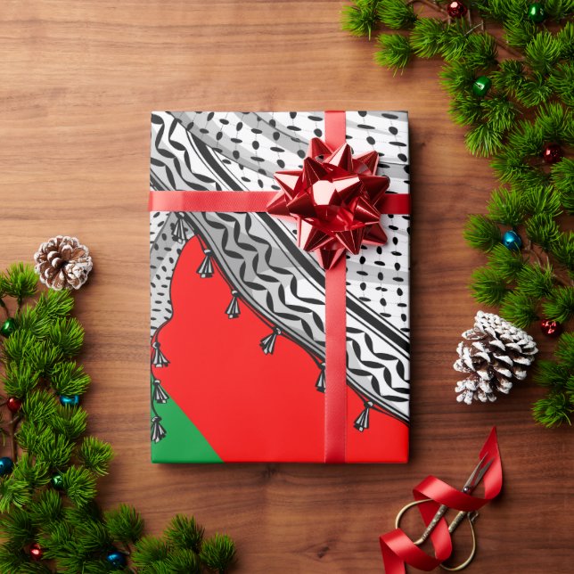 Papier Cadeau Keffiyeh Écharpe palestinienne tissu traditionnel (Cadeau de vacances)