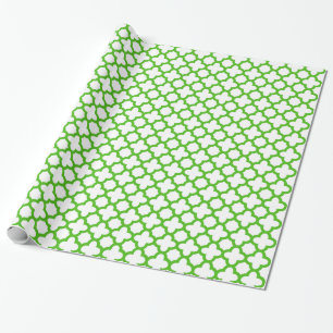 Papier Cadeau Kelly Green Quatrefoil Motif