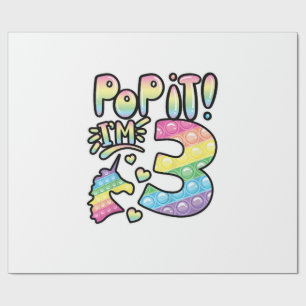 Papier Cadeau Kids Pop It 3e anniversaire Filles 3 ans Fidget