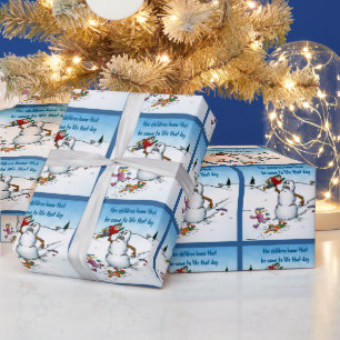 Papier Cadeau Killer Snowman Drôle Cartoon Noël Enveloppement 