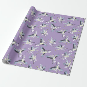 Papier Cadeau Kimono Art violet de grue japonaise