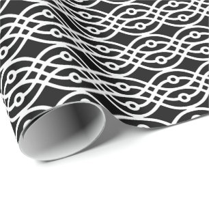 Papier Cadeau Kimono imprimé, blanc sur noir