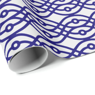 Papier Cadeau Kimono imprimé, gris argenté et bleu marine