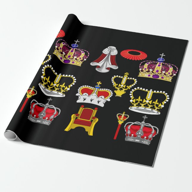 Papier Cadeau King et Queen Crowns Royal Fashion Art (Déroulé)