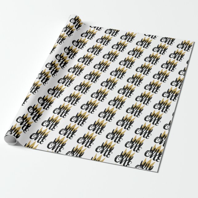 Papier Cadeau King Wild One Gold Crown 1ère fête d'anniversaire (Déroulé)