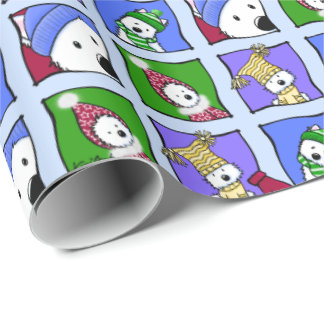 Papier Cadeau KiniArt Hiver Westies Wrapt Papier