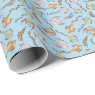 Papier Cadeau Kite Icons Motif Bleu clair