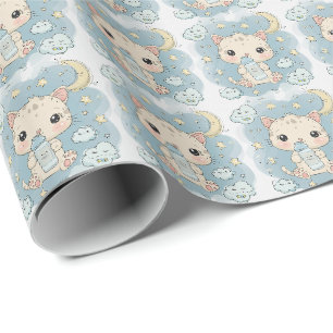 Papier Cadeau Kitten Cute Baby Pastel Aquarelle Motif