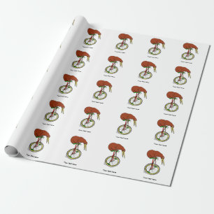 Papier Cadeau Kiwi Bird Sur Un Dessin Amusant À Unicycle