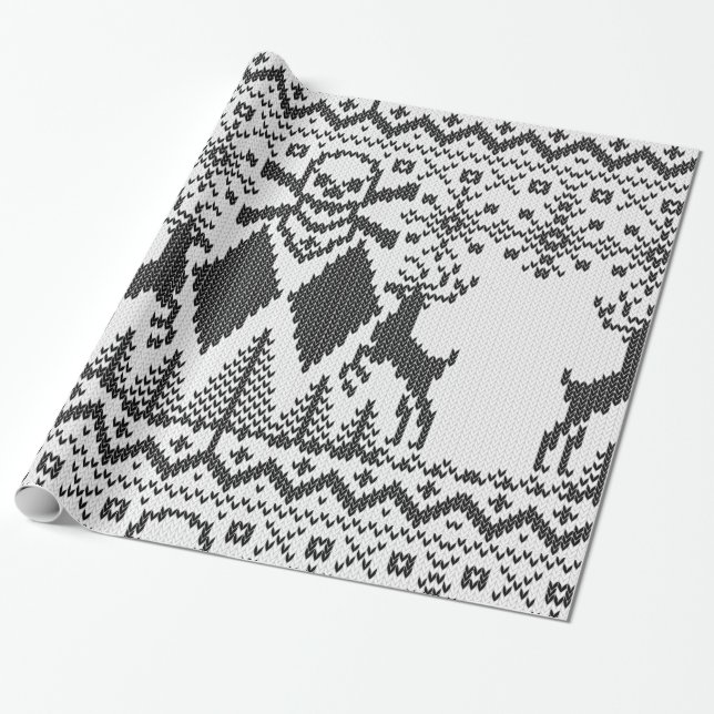 Papier Cadeau Knit extrême de doubles os croisés de diamant noir (Déroulé)