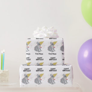 Papier Cadeau Koala - Animaux ayant une fête Garçons Filles Nom