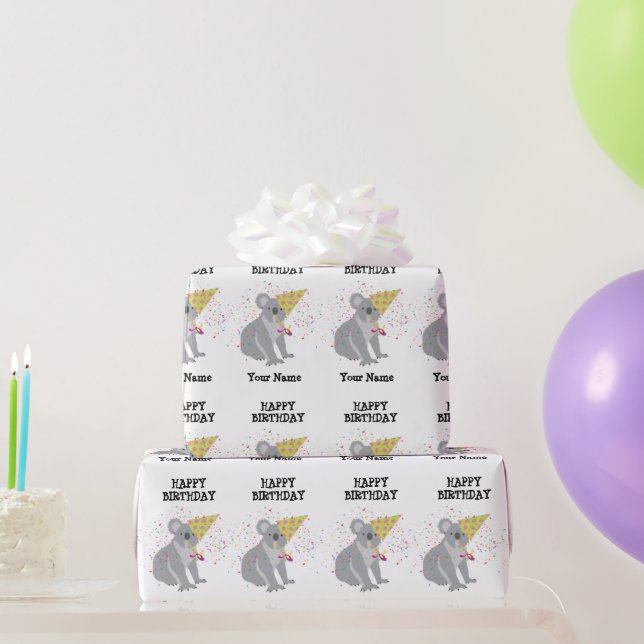 Papier Cadeau Koala - Animaux ayant une fête Garçons Filles Nom (Cadeaux de fête)