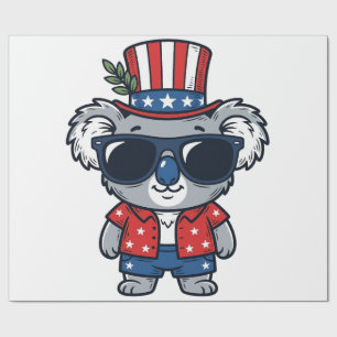 Papier Cadeau Koala patriotique art vectoriel style vintage_1