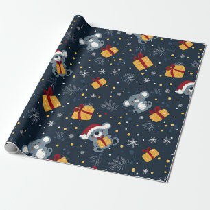 Papier Cadeau Koalas et boîtes cadeaux Noël