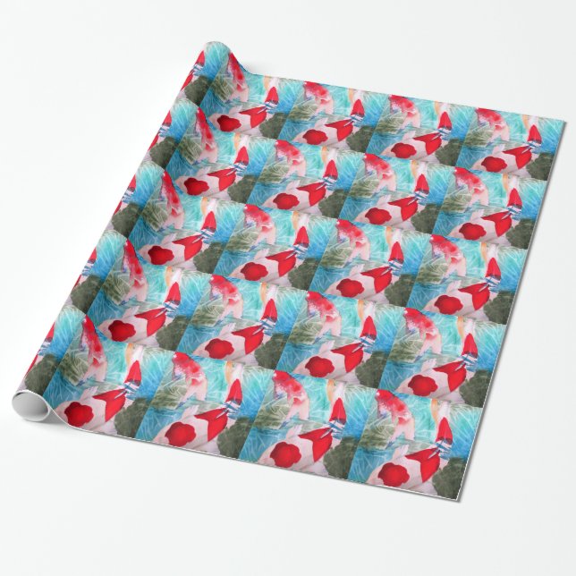 Papier Cadeau Kohaku Koi 2 Poissons japonais (Déroulé)