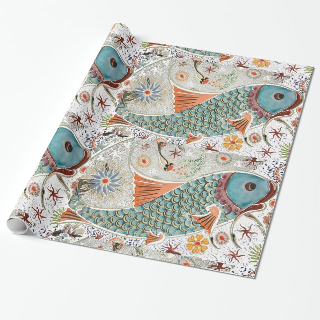 Papier Cadeau Koi Fish Art , Papier à envelopper (Déroulé)