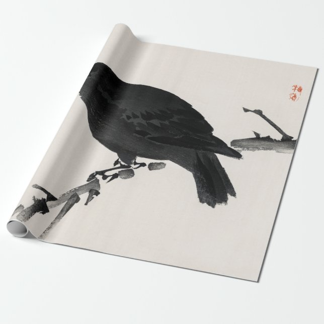 Papier Cadeau Kōno Bairei Crow (Déroulé)