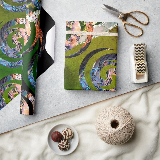 Papier Cadeau KORU DOUBLE Swirl. Paua Shell Art (Artisanat)