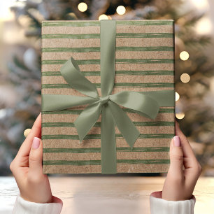 Papier Cadeau Kraft avec tons verts Aquarelle