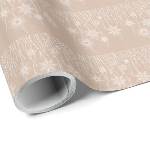 Papier Cadeau Kraft Hiver Blanc Noël Élégant