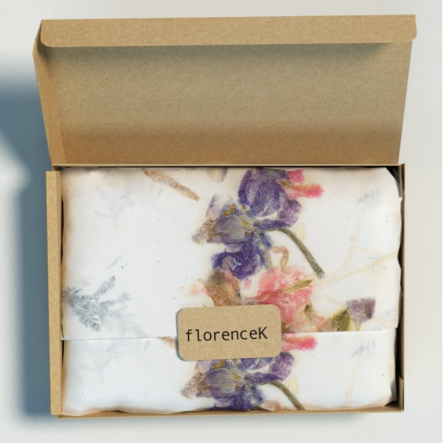 Papier Cadeau Kraft Naturel Rose Pétales Iris Rose Rose (Natural Kraft Floral Rose Petals Iris Roses Pink Wrapping Paper)