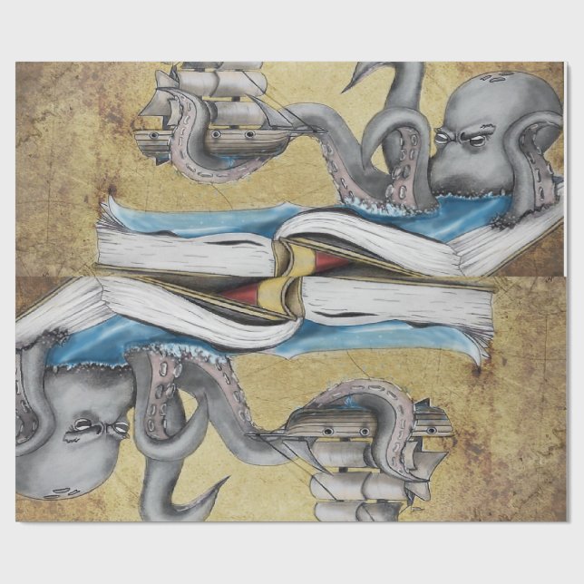 Papier Cadeau Kraken (Plat)