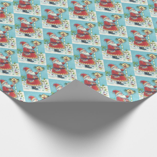 PAPIER CADEAU KRIS KRINGLE & CARDINAL BIRDHOUSE WRAPPER PAPIER (Coin)