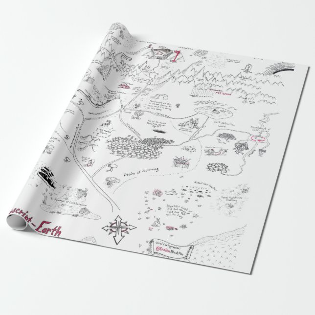 Papier Cadeau La carte du papier d'enveloppement de la Terre Man (Déroulé)