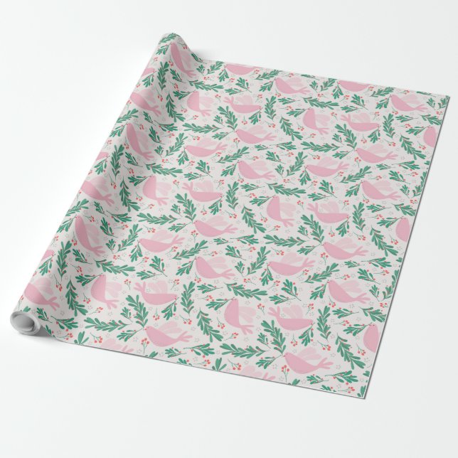 Papier Cadeau La colombe de Noël de la Paix Branche d'olivier ar (Déroulé)