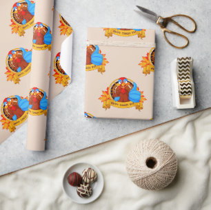 Papier Cadeau La conception amusante de Thanksgiving de style ca