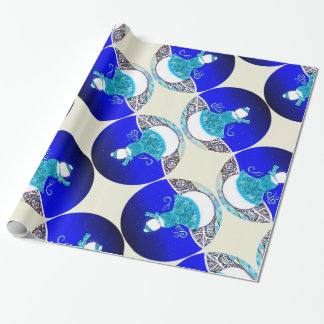 Papier Cadeau La Dame de Neige sous le ciel bleu d'hiver