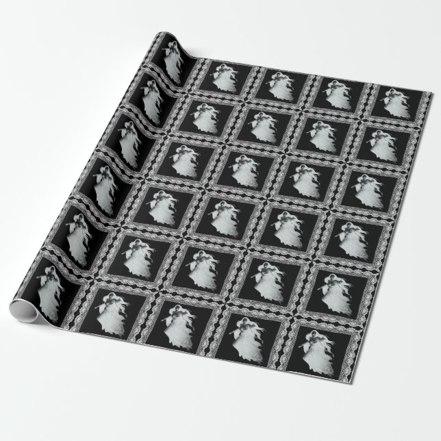 Papier Cadeau La Dame En Fantôme Blanc Halloween (Déroulé)