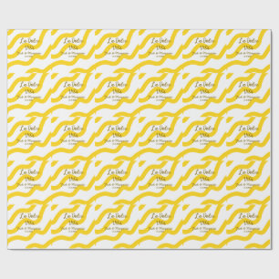 Papier Cadeau La Dolce Vita jaune mariage couple Nom date glit