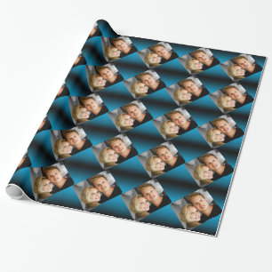 Papier Cadeau La famille personnalisée de photo couple le bleu 2