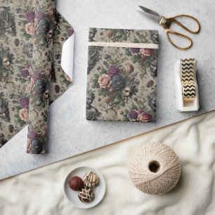 Papier Cadeau La Fête d'anniversaire – Floral victorien gothique