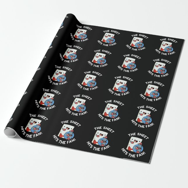 Papier Cadeau La Feuille Touche Le Ventilateur Drôle Pun Phrase  (Déroulé)