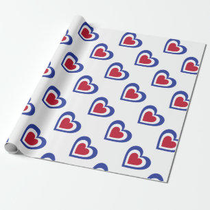 Papier Cadeau La France/coeurs Drapeau-inspirés français