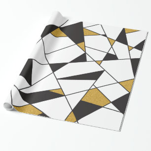 Papier Cadeau La géométrie d'art moderne - noire et blanc avec