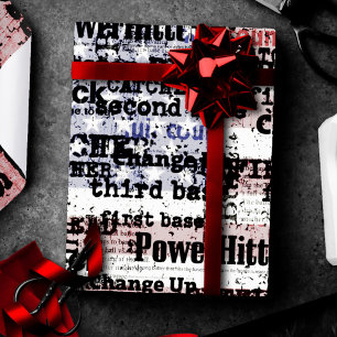 Papier Cadeau La gloire du baseball   Mots du drapeau américain 