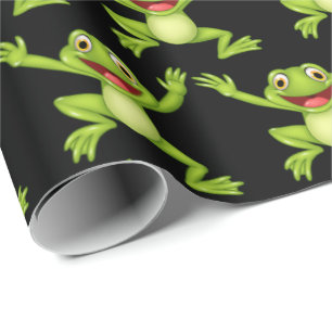 Papier Cadeau La Grenouille Verte Danse Sur Noir
