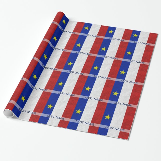 Papier Cadeau La grunge affligée par nom de famille acadien de (Déroulé)
