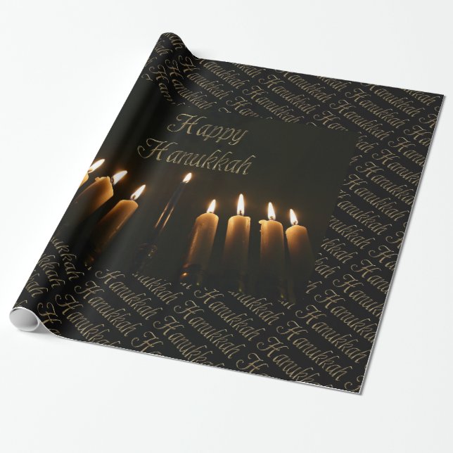 Papier Cadeau La lampe heureuse Menorah de Hanoukka allume la (Déroulé)