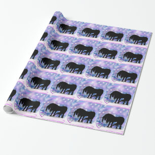 Papier Cadeau La licorne noire mystique (Qu'Elle Neige)