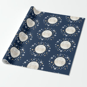 Papier Cadeau La lune tient le premier rôle le baby shower