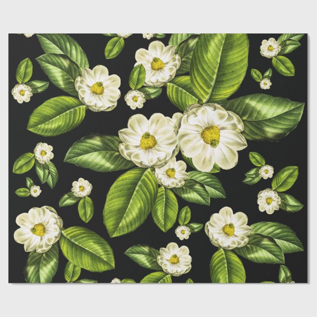 Papier Cadeau La magnolia fleurit le papier d'emballage (Plat)