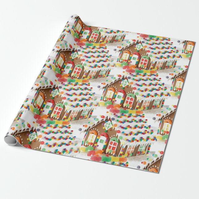 Papier Cadeau La maison de pain d'épice badine Noël (Déroulé)