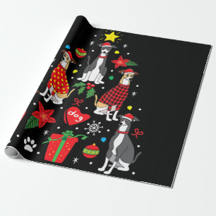 Papier Cadeau La mère d'un chien d'ornement de Noël italien Grey